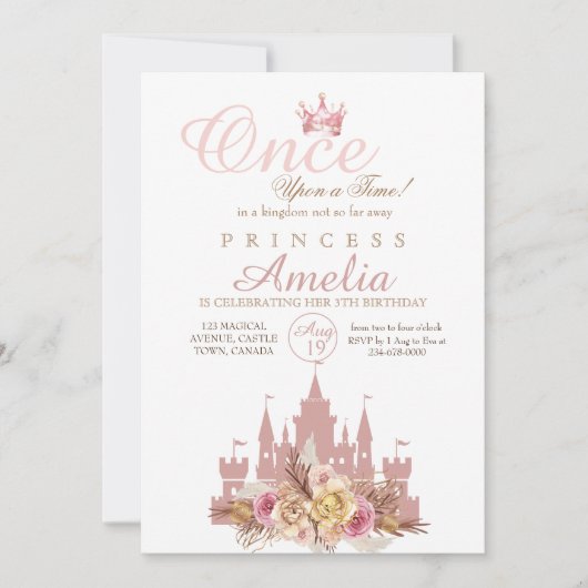 Es war einmal Prinzessin Geburtstag Einladung (Vorderseite)