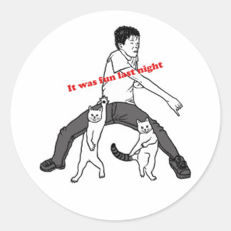 ES WAR LETZTE NACHT SPASS. RUNDER AUFKLEBER