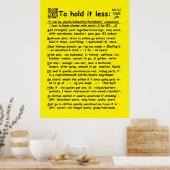 "Es weniger halten" großes Poster (Küche)