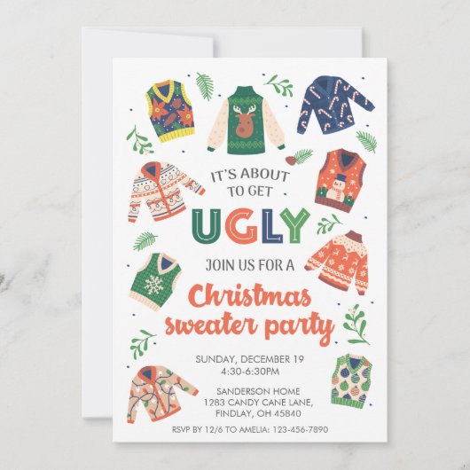 Es wird bald Ugly Christmas Sweater Party bekommen Einladung (Vorderseite)
