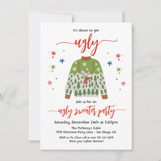 Es wird bald Ugly Sweater Weihnachts-Party bekomme Einladung (Vorderseite)