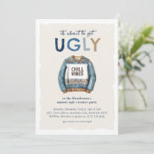 Es wird bald Ugly werden! Modernes WeihnachtsParty Einladung (Stehend Vorderseite)