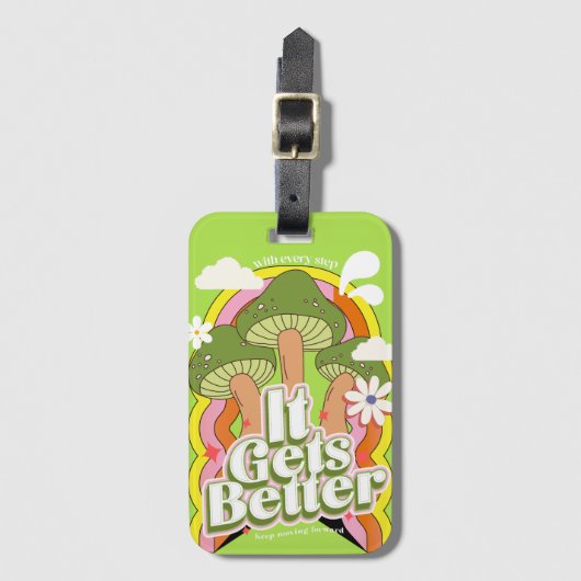 Es wird besser | Good Vibes & Groovy Feels Retro C Gepäckanhänger (Vorderseite Vertikal)