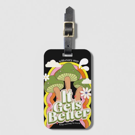 Es wird besser | Good Vibes & Groovy Feels Retro C Gepäckanhänger (Vorderseite Vertikal)