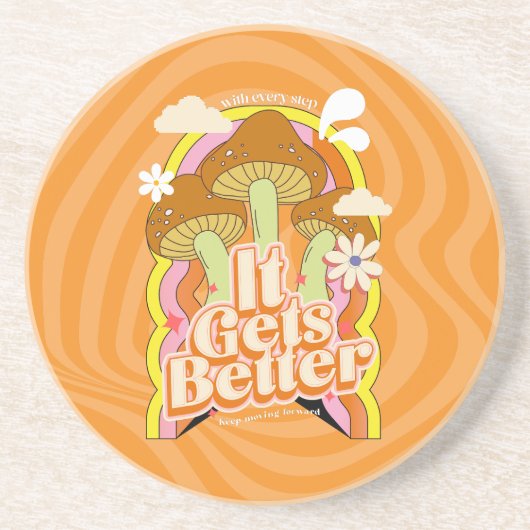 Es wird besser | Gute Vibes & Groovy fühlt sich ku Getränkeuntersetzer (Vorne)