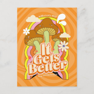 Es wird besser Gute Vibes & Retro Groovy Feels Postkarte