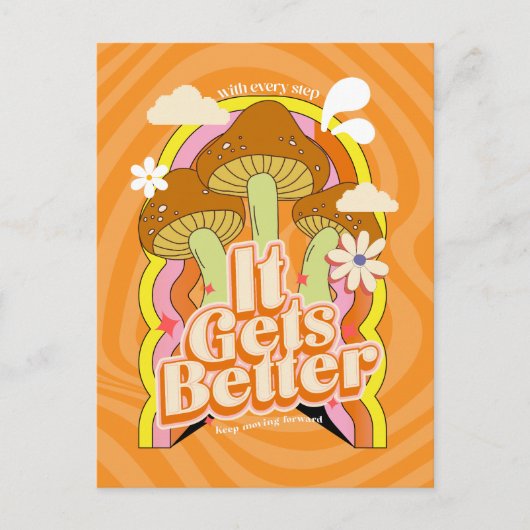 Es wird besser | Gute Vibes & Retro Groovy Feels Postkarte (Vorderseite)