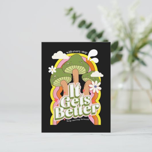 Es wird besser | Gute Vibes & Retro Groovy Feels Postkarte (Stehend Vorderseite)