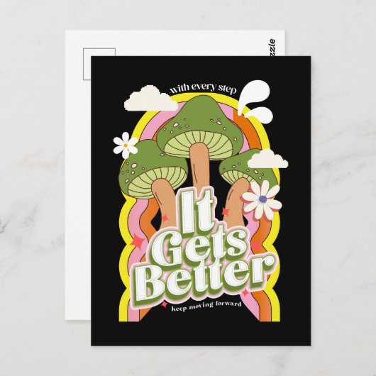Es wird besser | Gute Vibes & Retro Groovy Feels Postkarte (Vorne/Hinten)