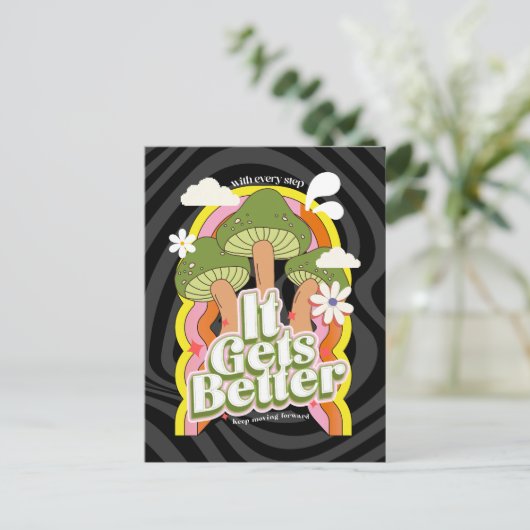 Es wird besser | Gute Vibes & Retro Groovy Feels Postkarte (Stehend Vorderseite)