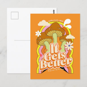 Es wird besser Gute Vibes & Retro Groovy Feels Postkarte