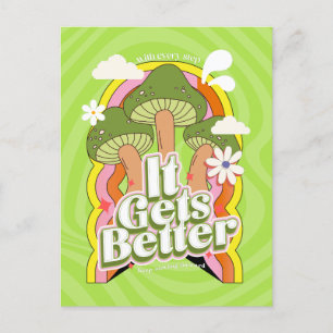 Es wird besser Gute Vibes & Retro Groovy Gefühle Feiertagspostkarte