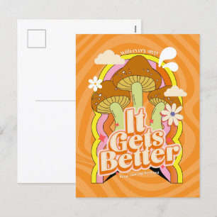Es wird besser Gute Vibes & Retro Groovy Gefühle Feiertagspostkarte