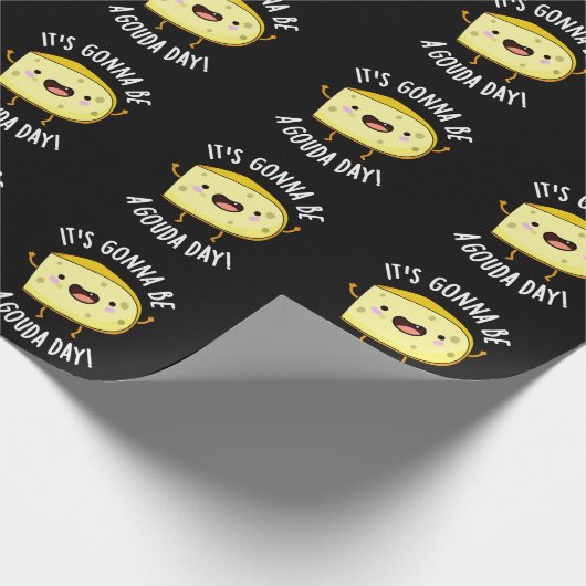 Es wird ein Gouda Day Funny Cheese Pun Dark BG Geschenkpapier (Ecke)