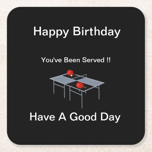 Es wird ein sonniges Tischtennis serviert, Rechteckiger Pappuntersetzer (Vorderseite)