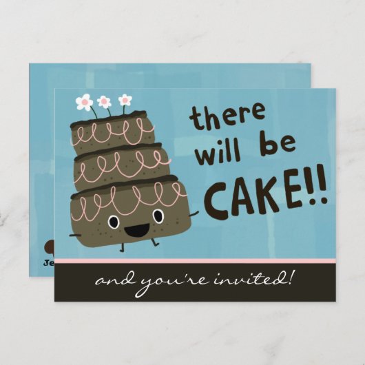 Es wird Kuchen geben! Funny Party Einladung (Vorne/Hinten)