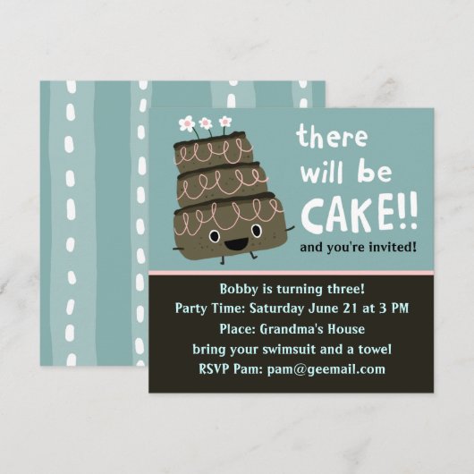 Es wird Kuchen geben! Funny und Niedliche Party Ei Einladung (Vorne/Hinten)