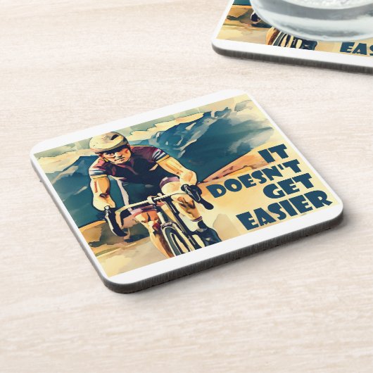 Es wird nicht einfacher Fahrrad zu fahren Getränkeuntersetzer (Linke Seite)