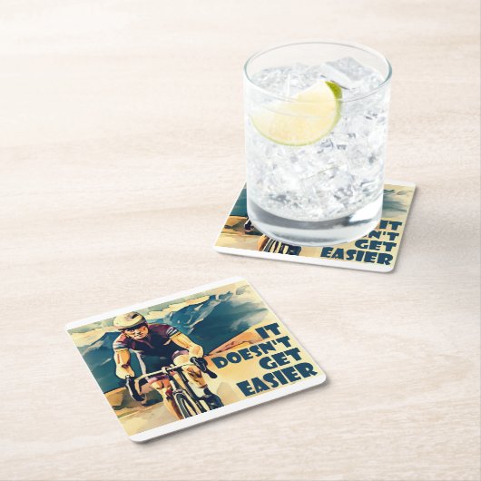 Es wird nicht einfacher Fahrrad zu fahren Rechteckiger Pappuntersetzer (Vor Ort)