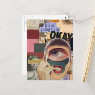 Es Wird Schon Werden Mixed Media Collage Postkarte