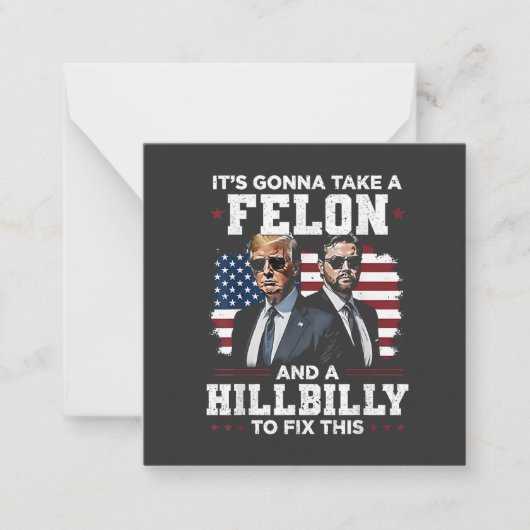 Es wird Trump Vance mit Felon und Hügel einnehmen Mitteilungskarte (Vorderseite)