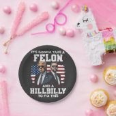 Es wird Trump Vance mit Felon und Hügel einnehmen Pappteller (Party)