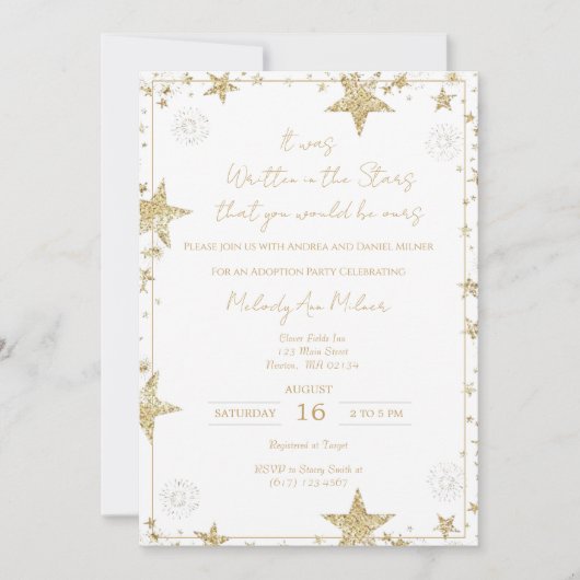 Es wurde in der Stars-Adoption-Dusche geschrieben Einladung (Vorderseite)