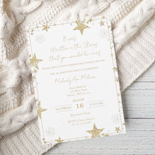 Es wurde in der Stars-Adoption-Dusche geschrieben Einladung