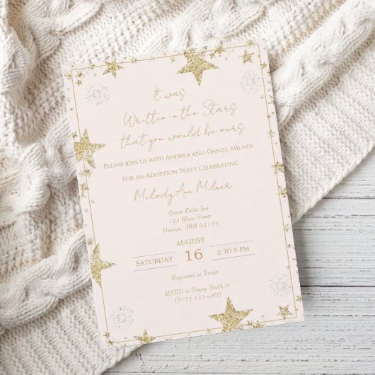 Es wurde in der Stars-Adoption-Dusche geschrieben Einladung