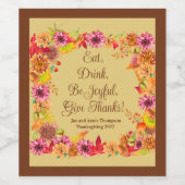 Esat Drinks freuen Sie sich zu danken Fall Ernteda Weinetikett (Einzelnes Label)