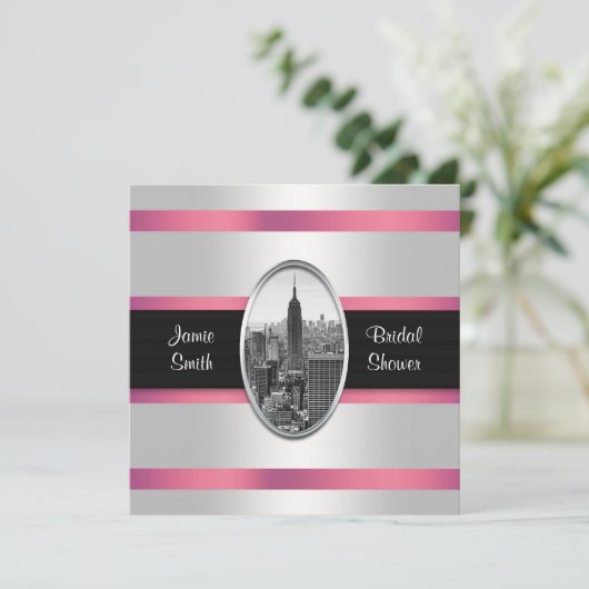 ESB-Dusche lädt Weißrosa ein Einladung (Stehend Vorderseite)