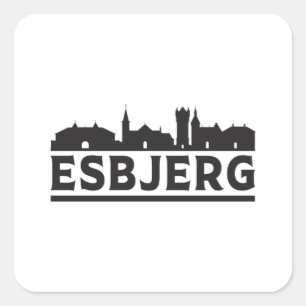 Esbjerg Denmark City Skyline Cityscape Travel Gift Quadratischer Aufkleber