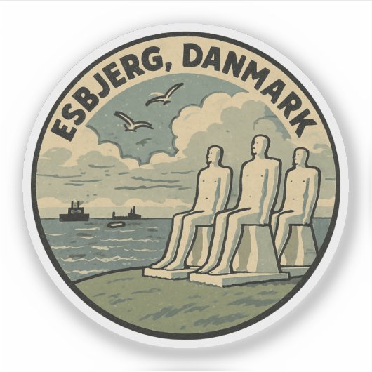 Esbjerg Mann trifft Meer Aufkleber (Vorderseite)