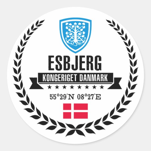Esbjerg Runder Aufkleber (Vorderseite)