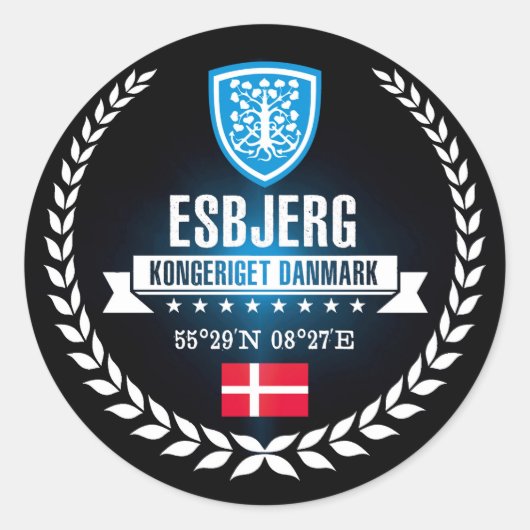 Esbjerg Runder Aufkleber (Vorderseite)