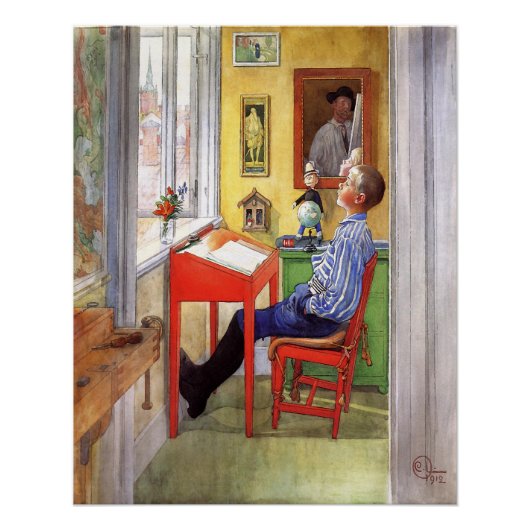 Esbjorn macht seine Hausaufgaben von Carl Larsson Poster (Vorderseite)
