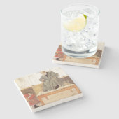 Esborjn und ihr Großvater (Mädchen und Opa) Steinuntersetzer (Seitenansicht)