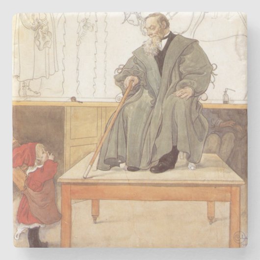 Esborjn und ihr Großvater (Mädchen und Opa) Steinuntersetzer (Vorderseite)