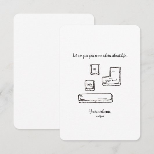 Escape, Delete, Enter, Space - Flachkarte (Vorne/Hinten)