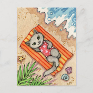 Escape - Niedliche Beach Cat Art Postkarte