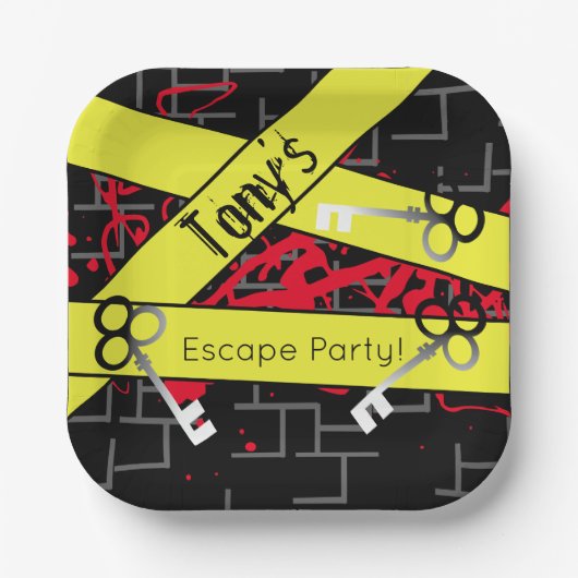 Escape Party Birthday Maze Keys Mystery Mix Pappteller (Vorderseite)