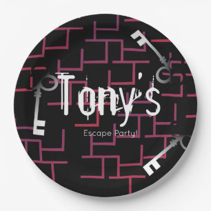 Escape Party Geburtstags-Labyrinth und Schlüssel F Pappteller
