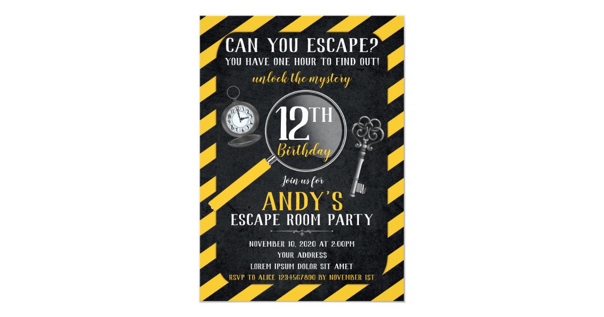 Escape Room Einladung zum Geburtstag Zazzle.de Escape Room Einladung zum Geburtstag Zazzle.de