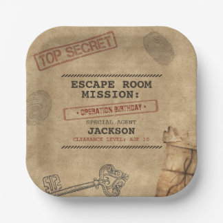 Escape Room Geburtstagsfeier Mystery Custom Vintag Pappteller