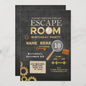 Escape Room Geburtstagsparty Clues Einladung Spy (Vorne/Hinten)