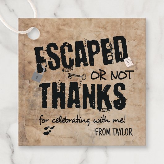 Escape Room Geburtstagsparty Danke Geschenkanhänger (Vorderseite)