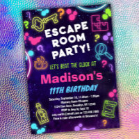 Escape Room Geburtstagsparty Einladung für Kinder