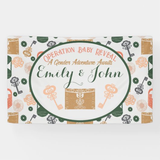 Escape Room Gender Reveal Baby Shower Banner (Horizontal)