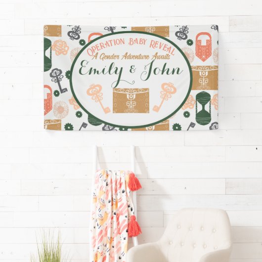 Escape Room Gender Reveal Baby Shower Banner (Insitu)