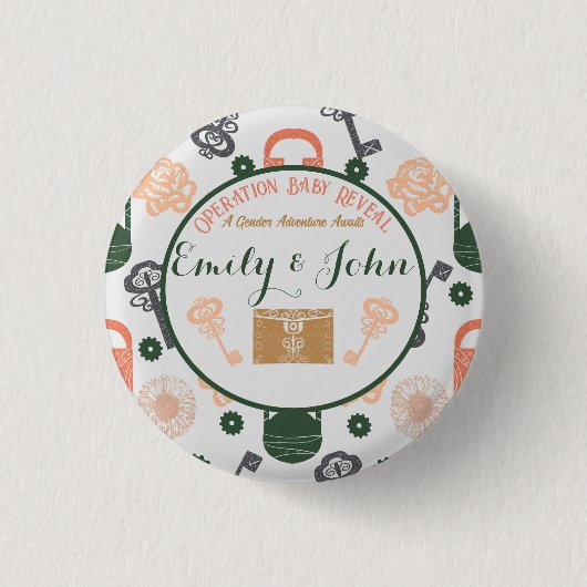 Escape Room Gender Reveal Baby Shower Button (Vorderseite)